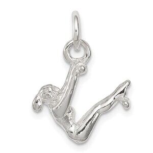 925 Sterling Silver Sports Theme Gymnast Necklace Charm Pendant